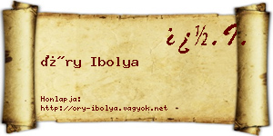 Őry Ibolya névjegykártya